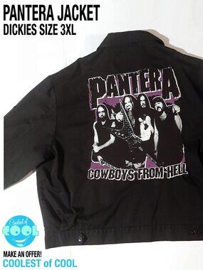 Pantera cowboys from hell repurposed sewn on Dickies size 3Xl black work jacket